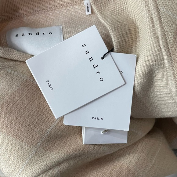 Sandro Paris Glenda Argyle Wool/Cashmere Blend Cardigan Size 2 / US 6 NWT - Picture 13 of 14